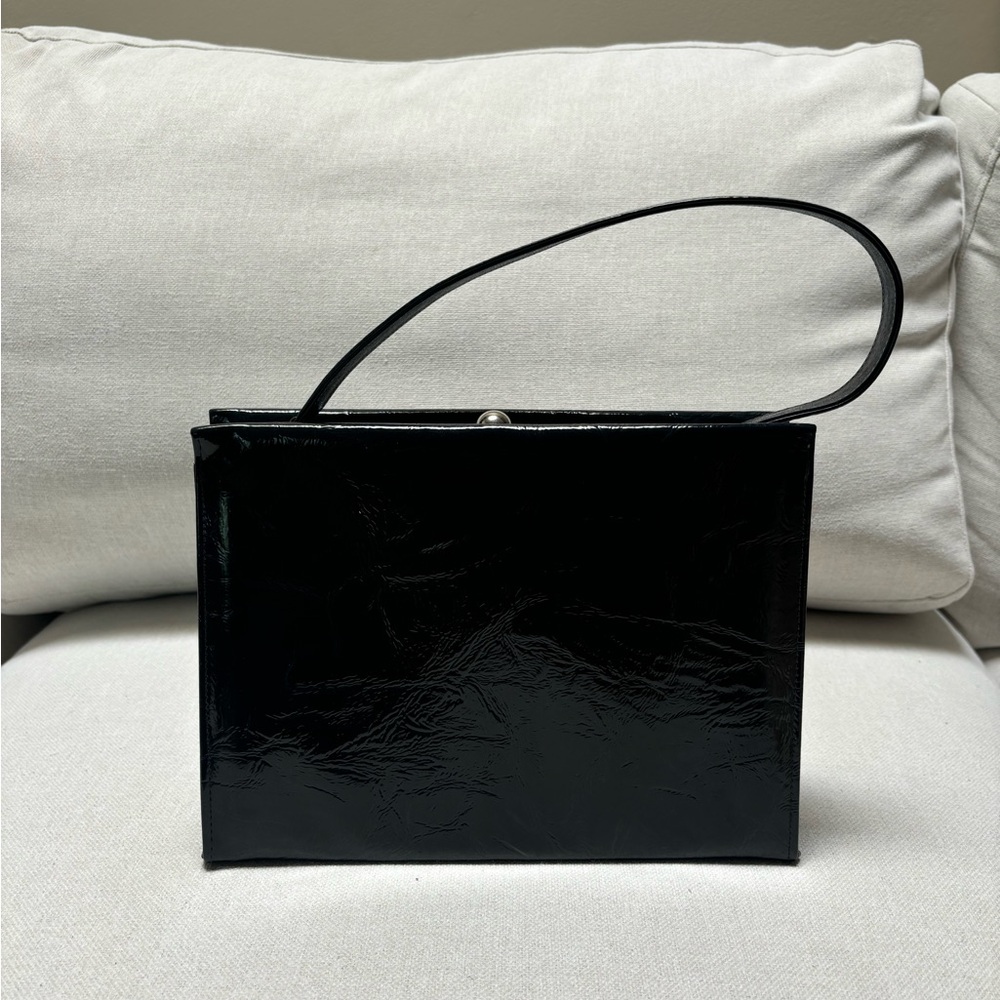 Gold and Blue Shoulder Bag with Boxy Shape